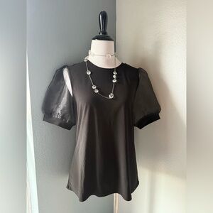 CeCe Black Puff Sleeve Blouse